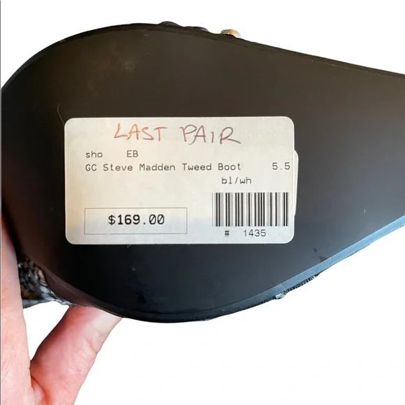 🛍 Steve Madden Tweed Jeweled Boot 5.5 - Picture 4 of 6